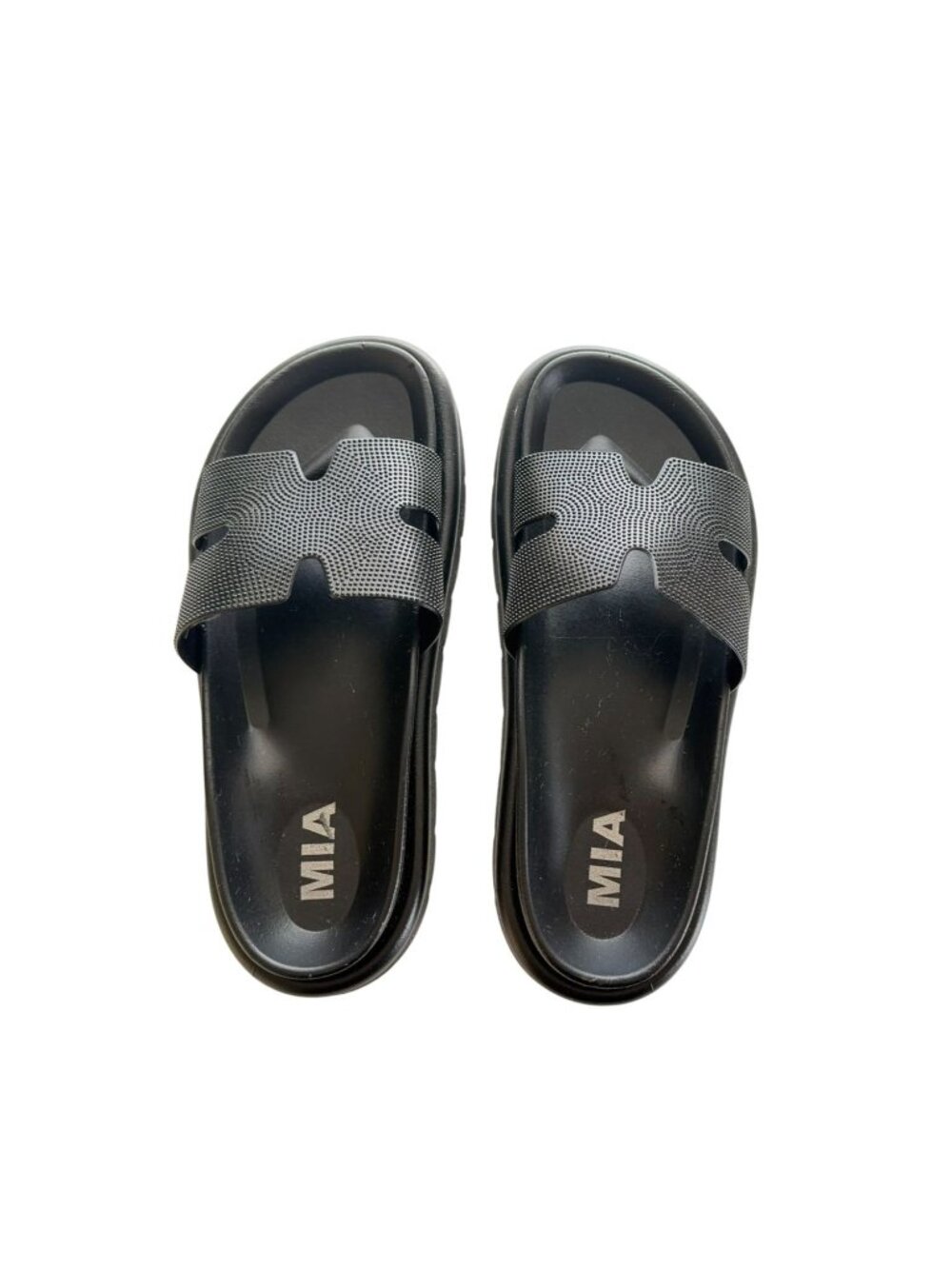 MIA Slide Sandals Women's Size 6 H-Cut Double Band Textured Comfort Slides Black